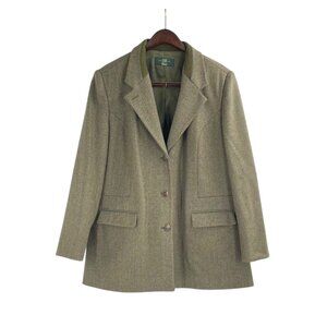 Vintage Orvis Wool Blazer Womens Plus Size 20 Herringbone Suede Green Academia